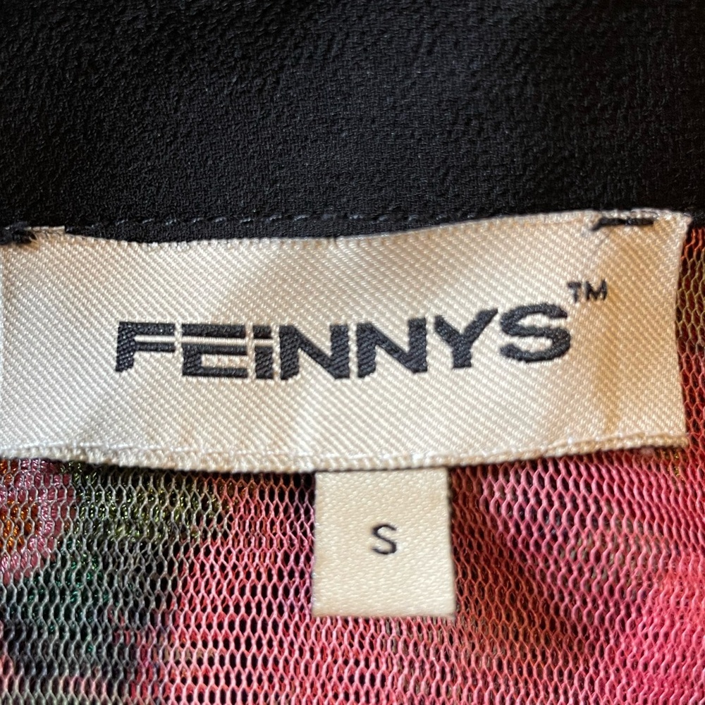 FEiNNYS Black Silk Sheer Floral Embroidered Dainty Romantic Bodysuit, Size Small - Picture 8 of 11